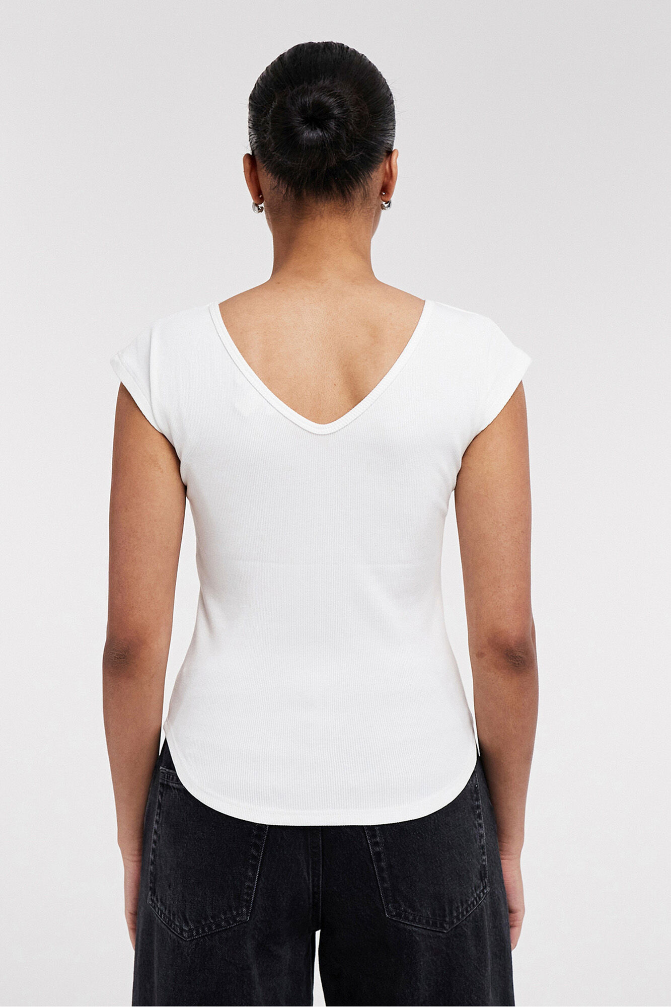 Topshop Top liso cuello pico