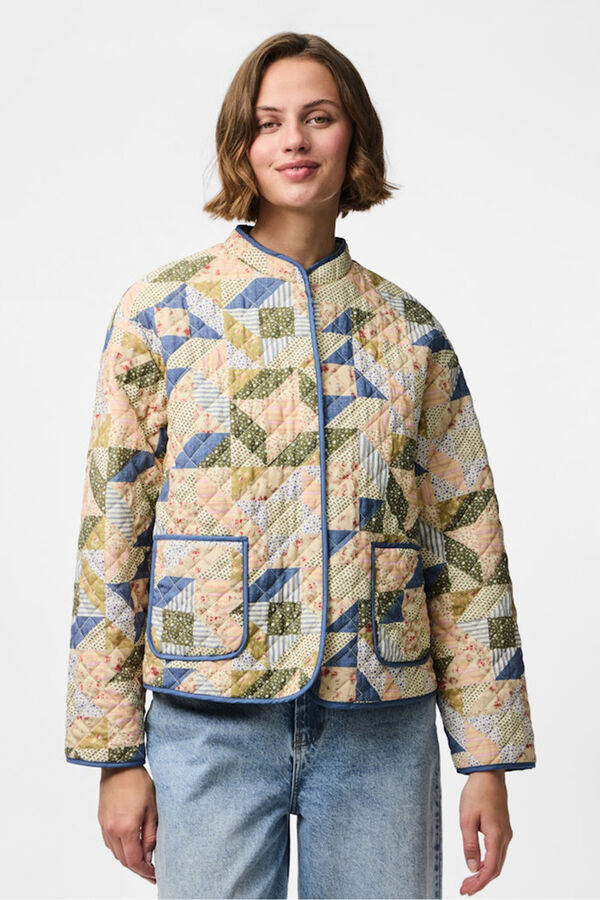 Pieces Chaqueta quilted patchwork gris