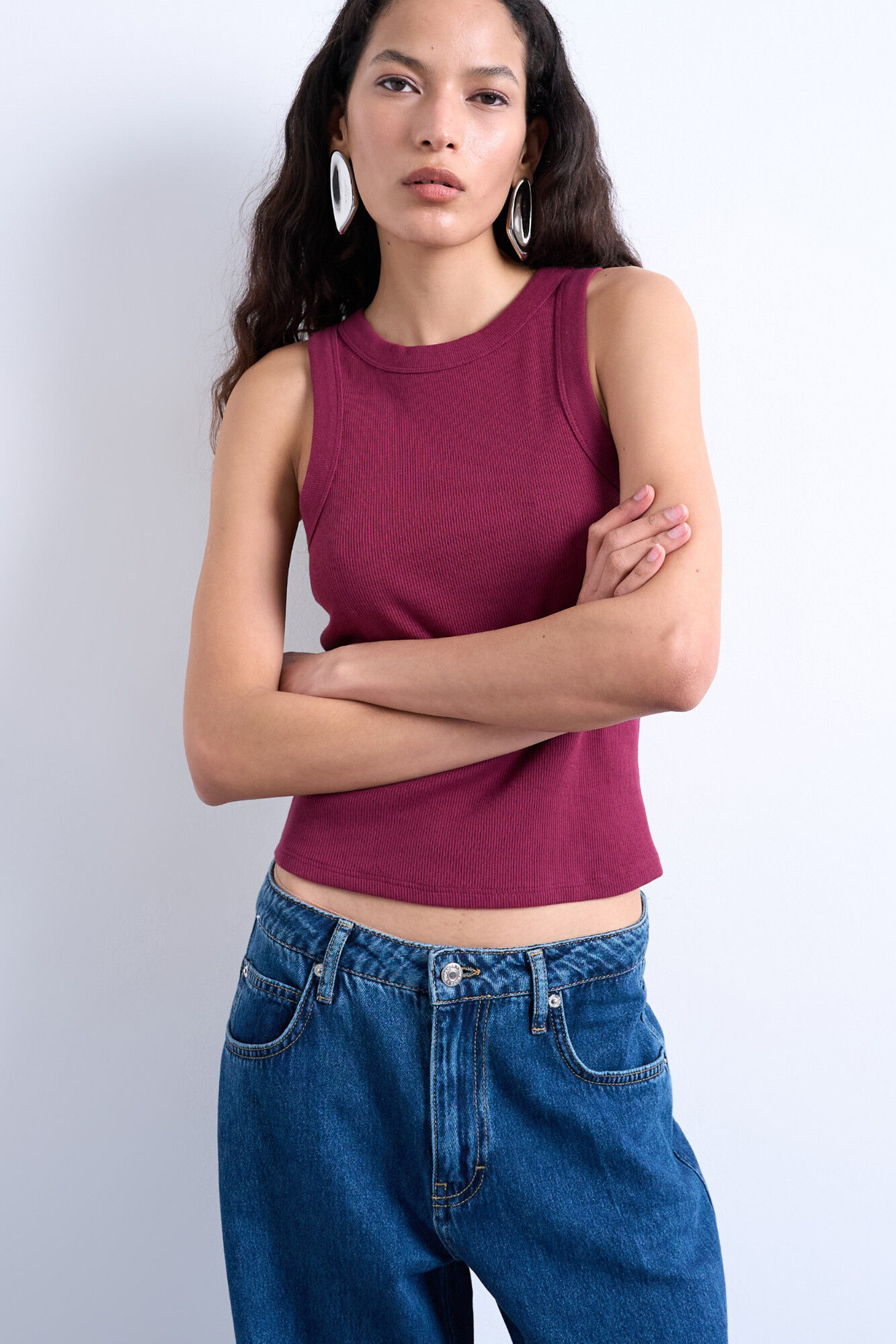 Topshop Top cuello redondo