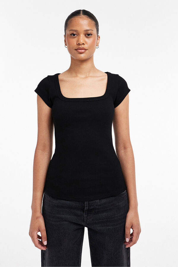 Topshop Camiseta cuello cuadrado negro