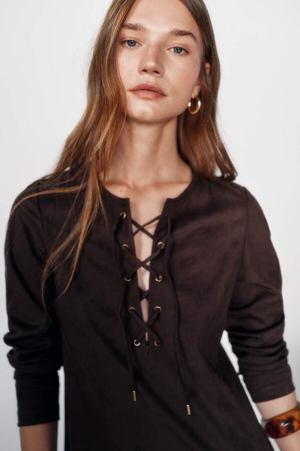 High Spirits Vestido Ribbon marr&oacute;n