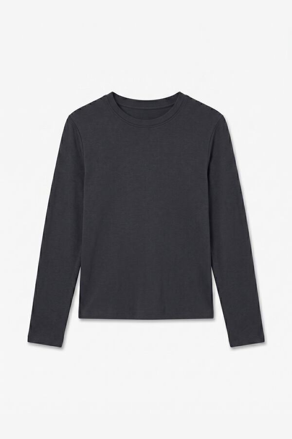 Topshop Camiseta manga larga algod&oacute;n negro