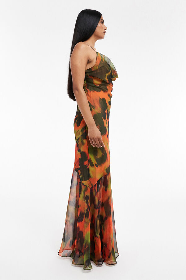 Topshop Vestido largo estampado verde