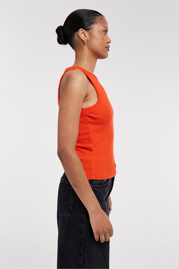 Topshop Top cuello redondo naranja