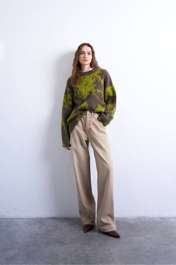 Topshop Jersey de manga larga en mezcla de acr&iacute;lico, poli&eacute;ster y lana verde