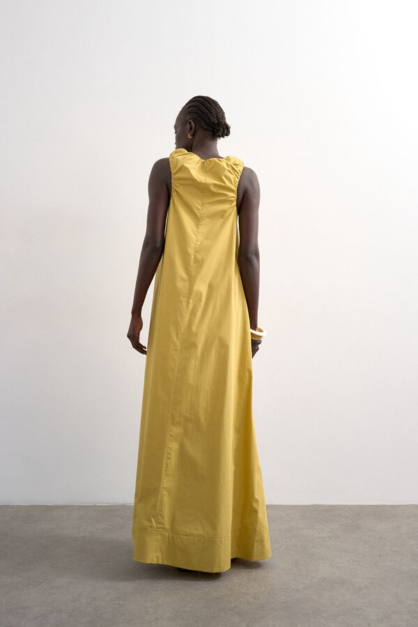 Topshop Vestido largo de tirantes fruncidos verde