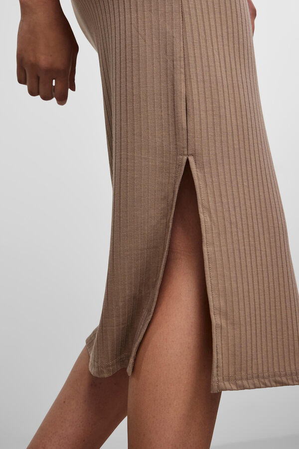 Pieces Falda midi beige