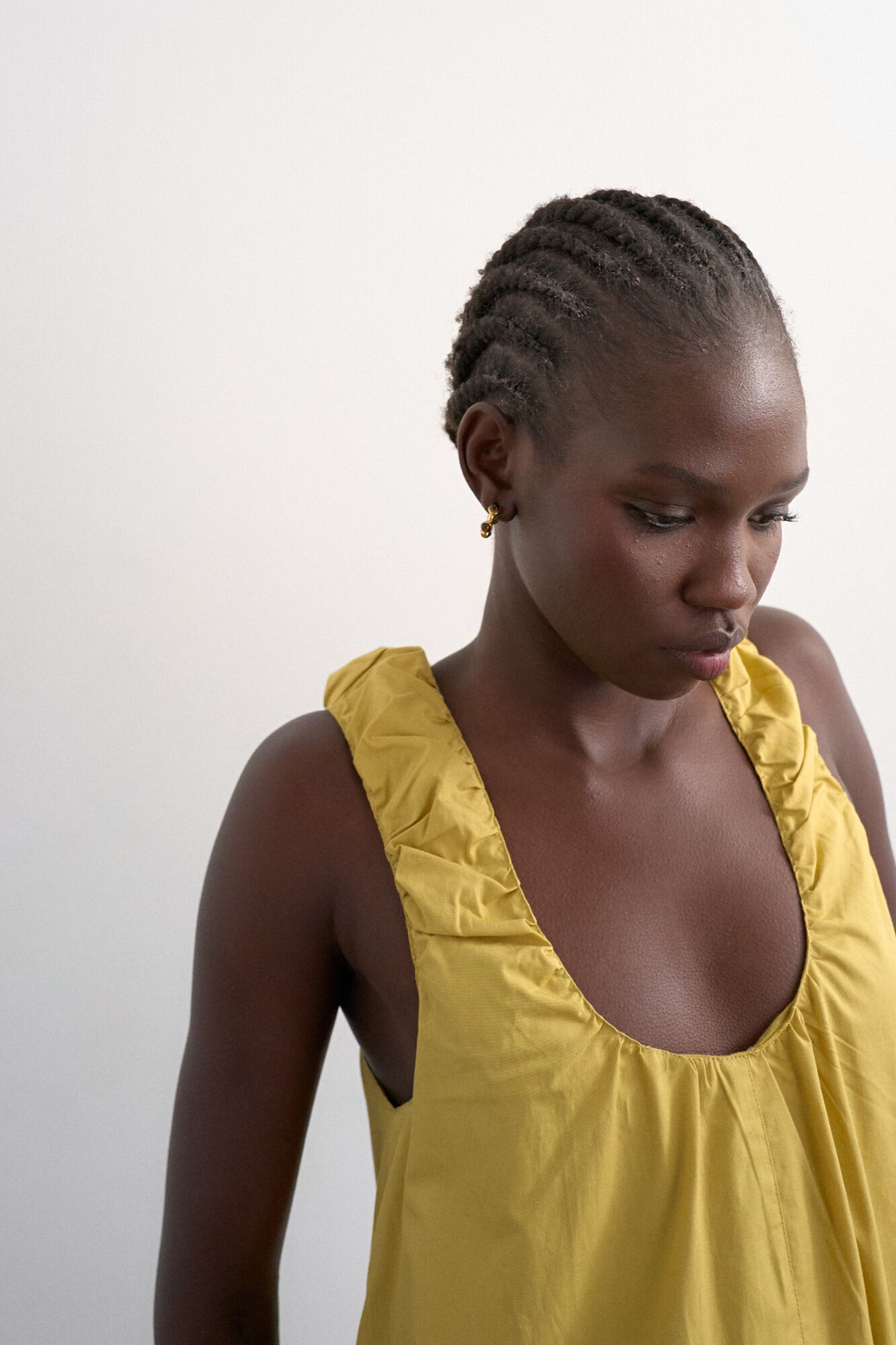 Topshop Vestido largo de tirantes fruncidos