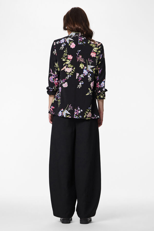 Pieces Blazer estampada con manga tres cuartos negro