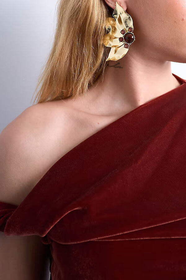 Topshop Top drapeado asim&eacute;trico marr&oacute;n