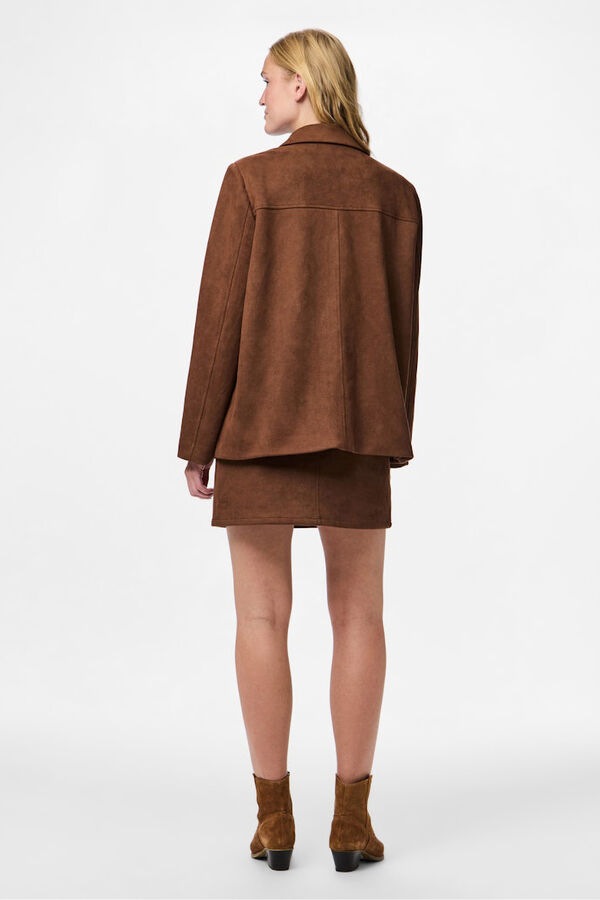Pieces Chaqueta blazer antelina marr&oacute;n