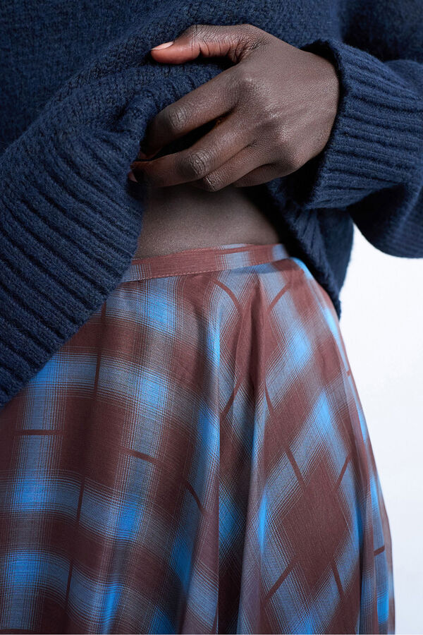 Topshop Falda larga a cuadros negro