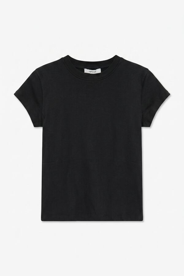 Topshop Camiseta manga corta algod&oacute;n negro