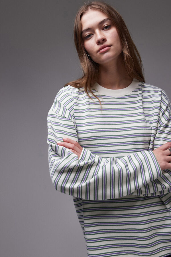 Topshop Camiseta skater de manga larga blanco