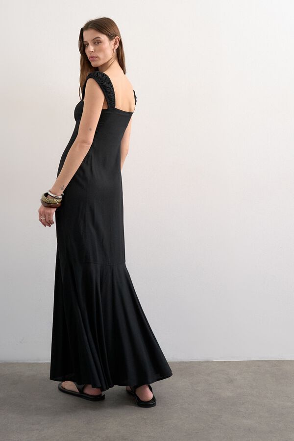 Topshop Vestido largo tirantes negro