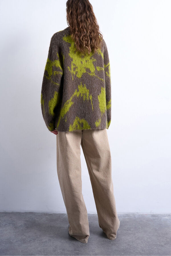 Topshop Jersey de manga larga en mezcla de acr&iacute;lico, poli&eacute;ster y lana verde