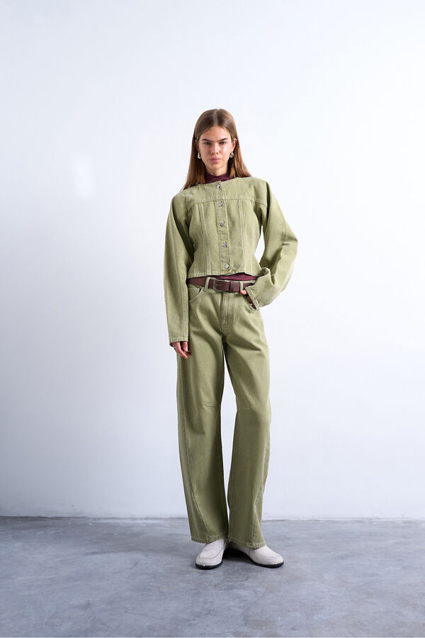 Topshop Vaqueros barrel fit verde