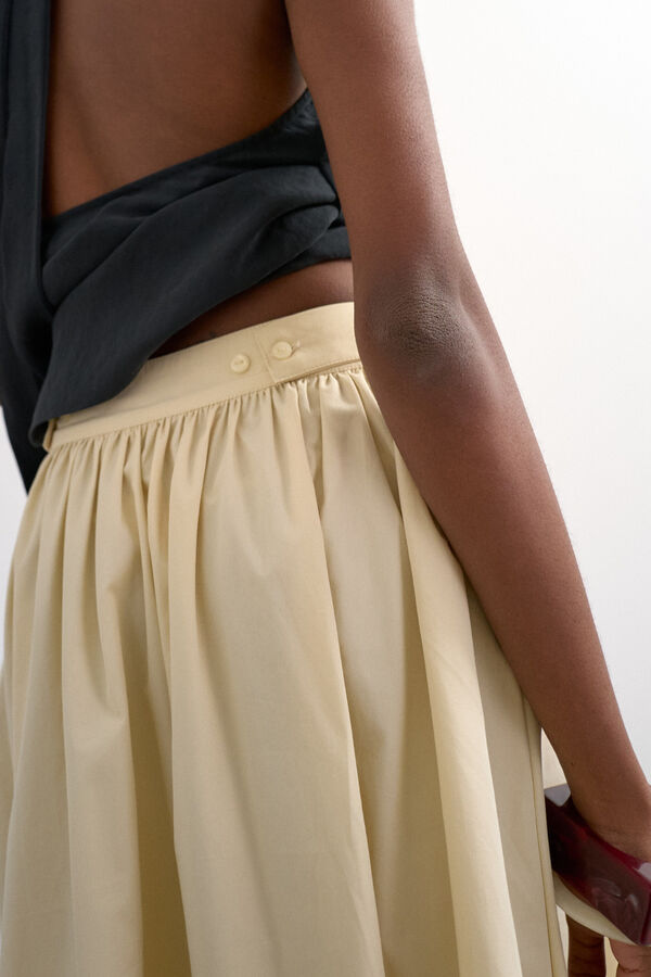 Topshop Falda larga detalle fruncido amarillo