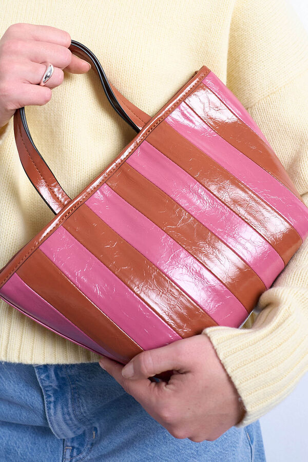 Topshop Bolso de hombro rayas rosa