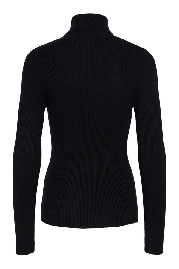 Pieces Jersey b&aacute;sico cuello vuelto negro