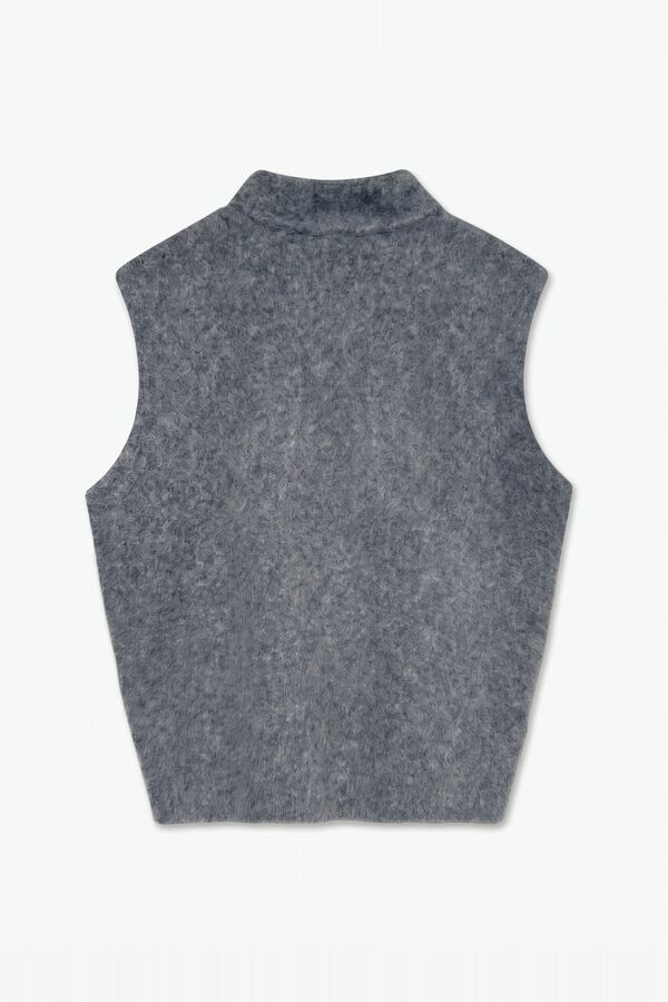 Topshop Top de punto con lazo en el cuello gris