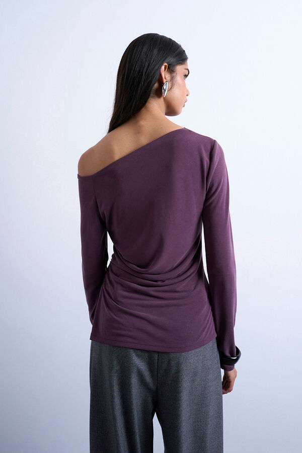 Topshop Top de cuello redondo y manga larga morado/lila