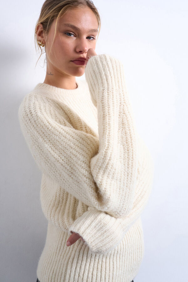 Topshop Jersey de punto de manga larga beige