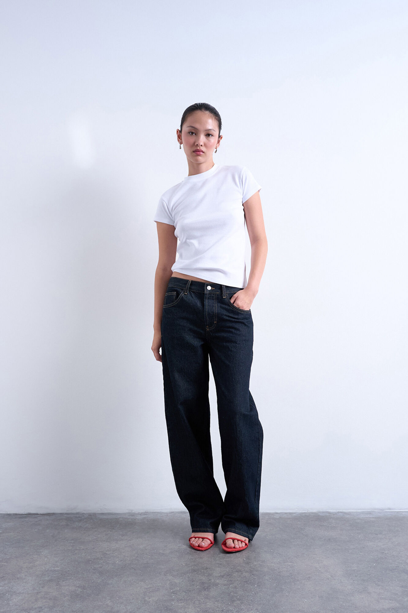 Topshop Top de manga corta b&aacute;sico