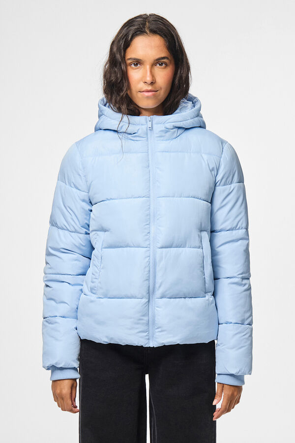 Pieces Chaqueta acolchada corta capucha azul