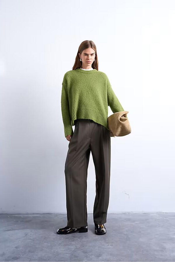 Topshop Pantalones holgados de pierna ancha verde