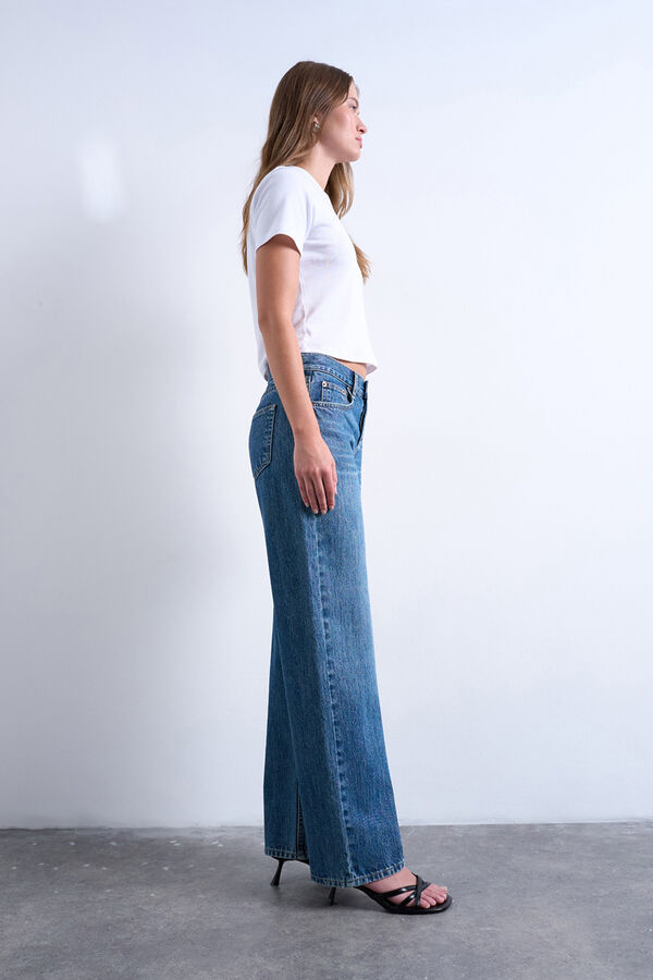 Topshop Jeans wide fit de tiro bajo azul