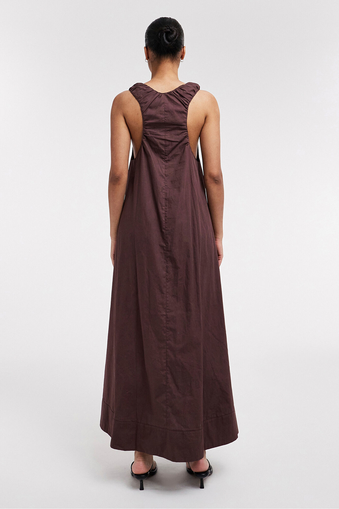 Topshop Vestido largo de tirantes fruncidos