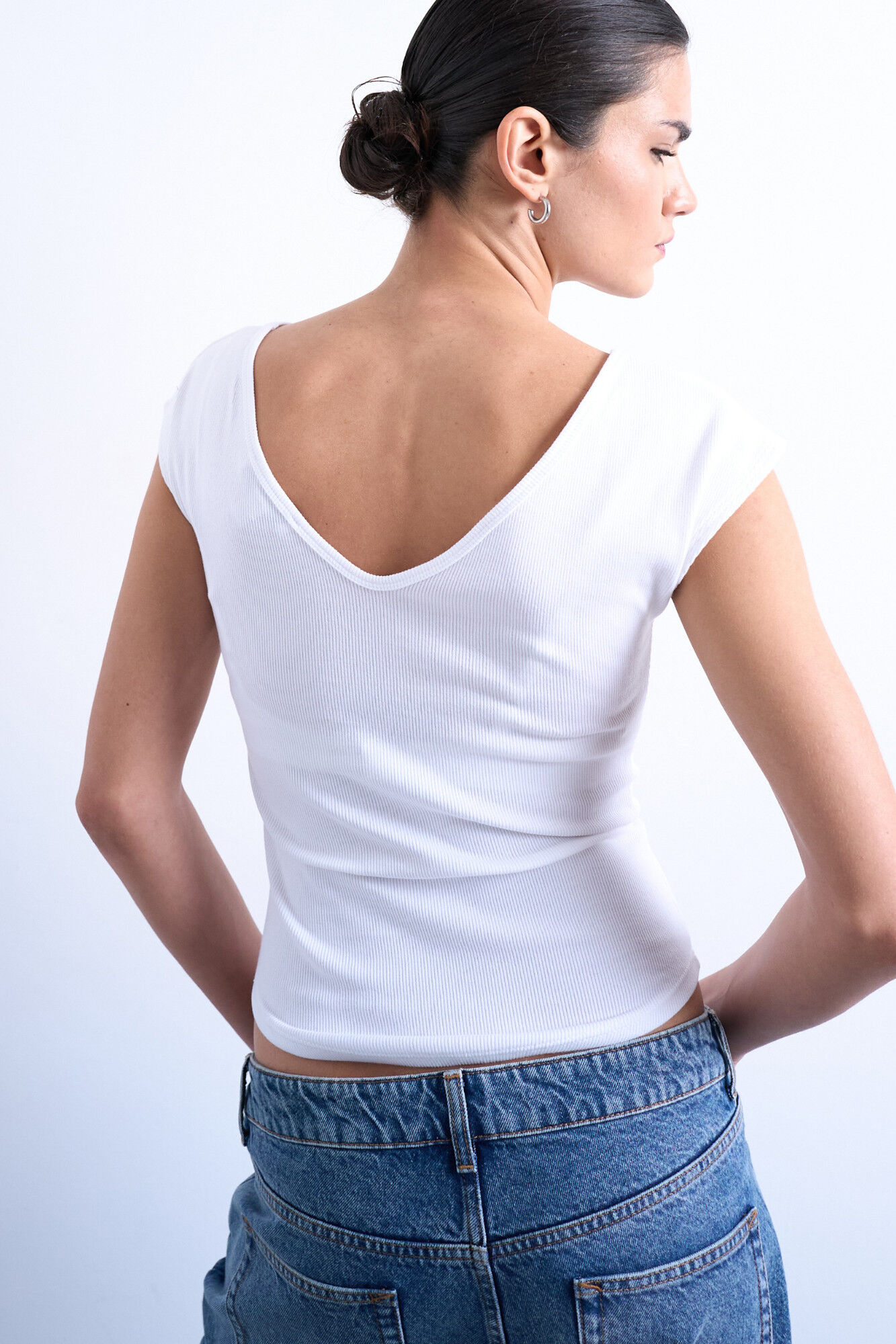 Topshop Top liso cuello pico