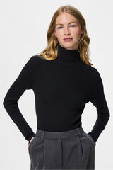 Pieces Jersey b&aacute;sico cuello vuelto negro