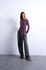 Topshop Top de cuello redondo y manga larga morado/lila