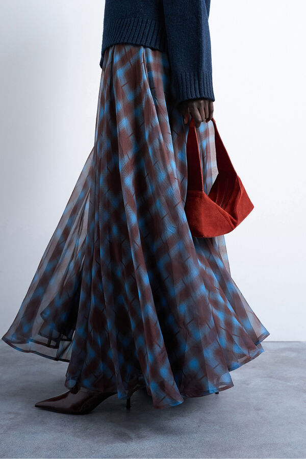 Topshop Falda larga a cuadros negro