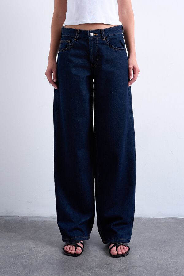 Topshop Jeans wide leg tiro bajo azul