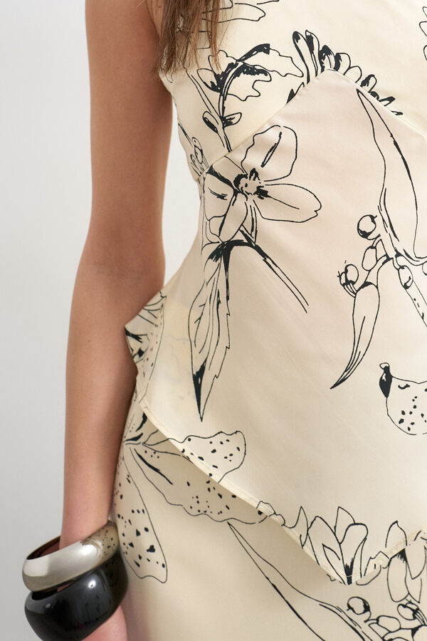 Topshop Top palabra de honor estampado blanco