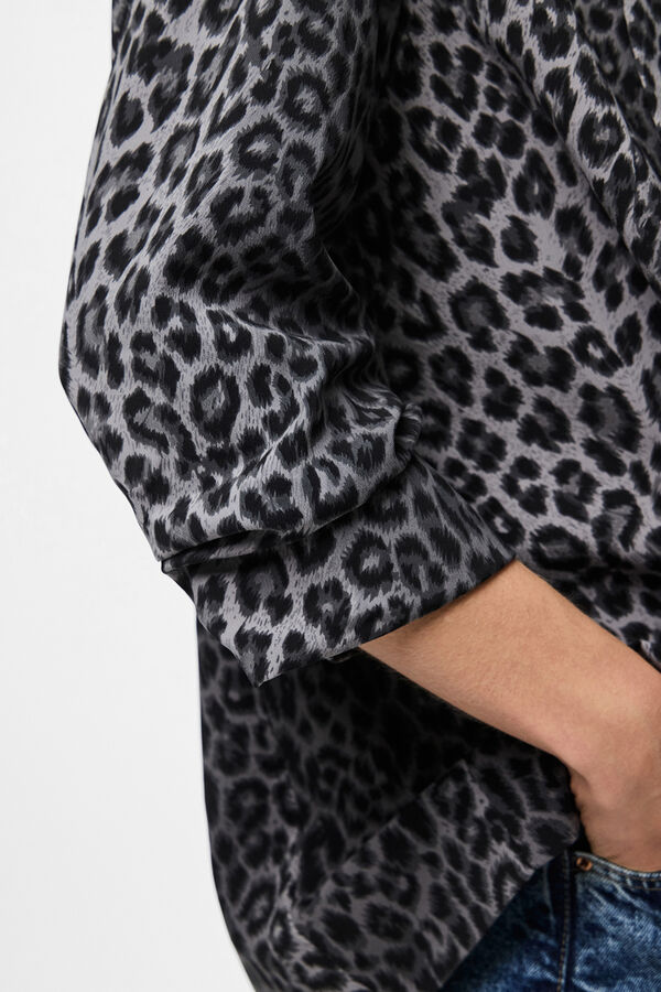 Pieces Blazer estampada con manga tres cuartos gris
