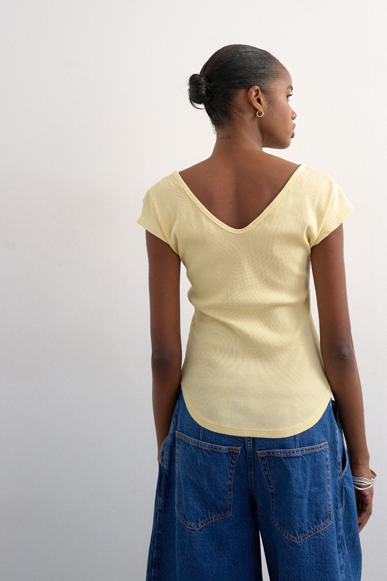 Topshop Top liso cuello pico