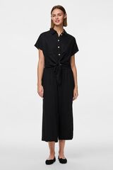 Pieces Pantal&oacute;n culotte de lino con cintura el&aacute;stica negro