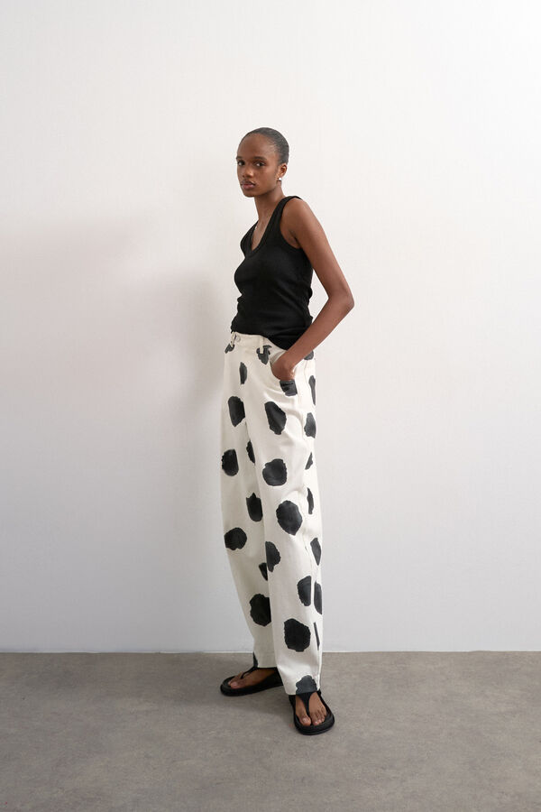 Topshop Pantal&oacute;n estampado barrel fit rosa
