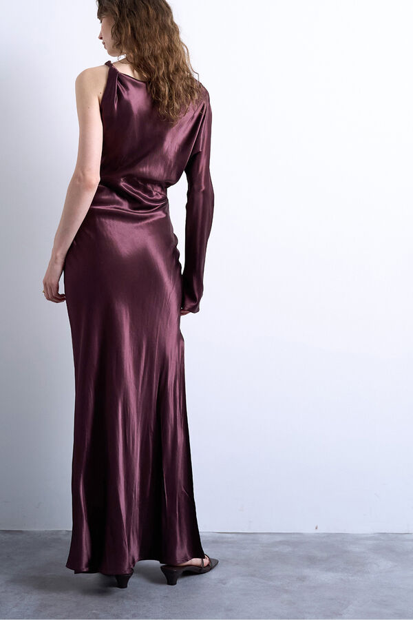 Topshop Vestido midi de un hombro morado/lila