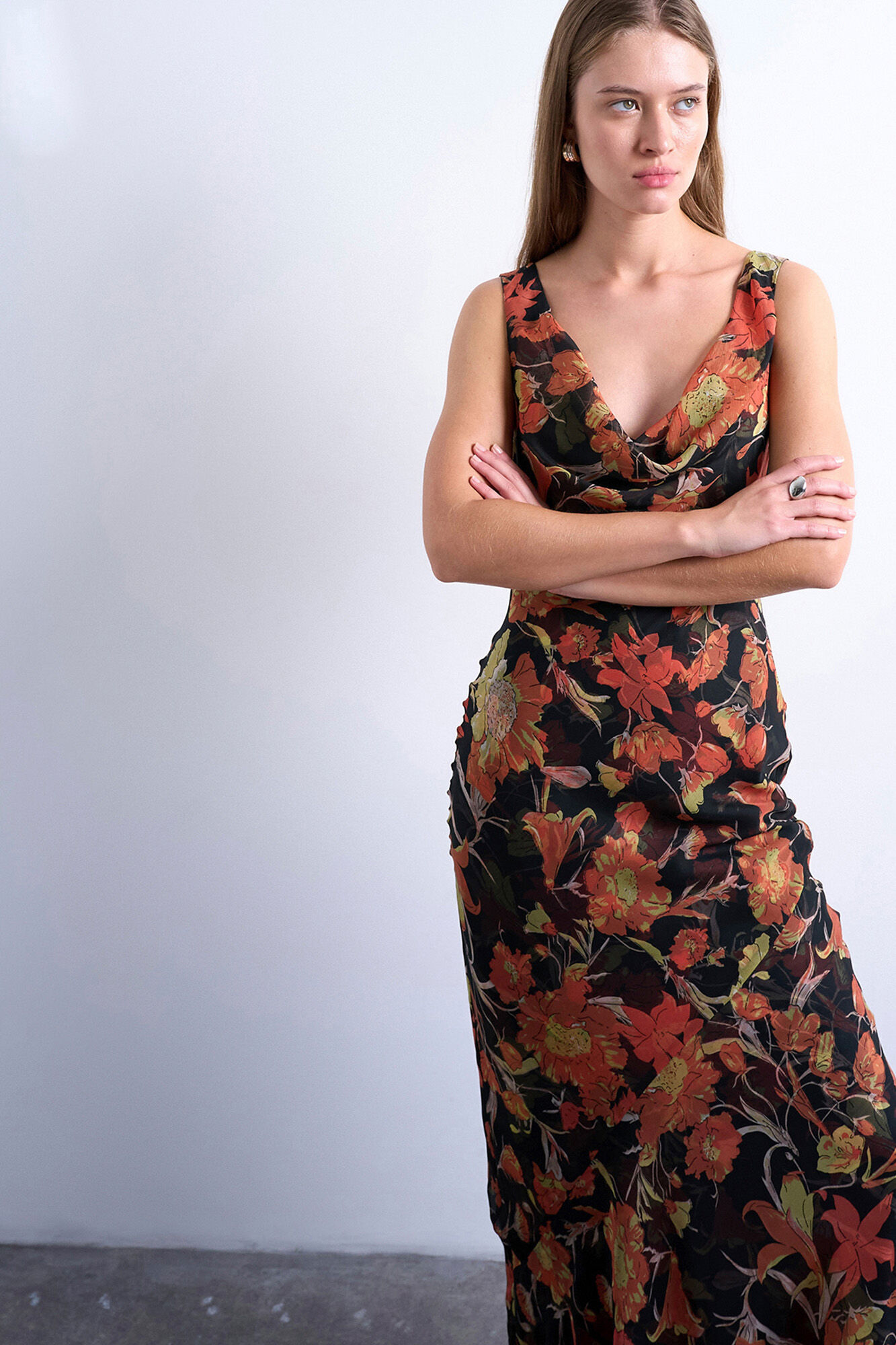 Topshop Vestido largo con estampado de flores