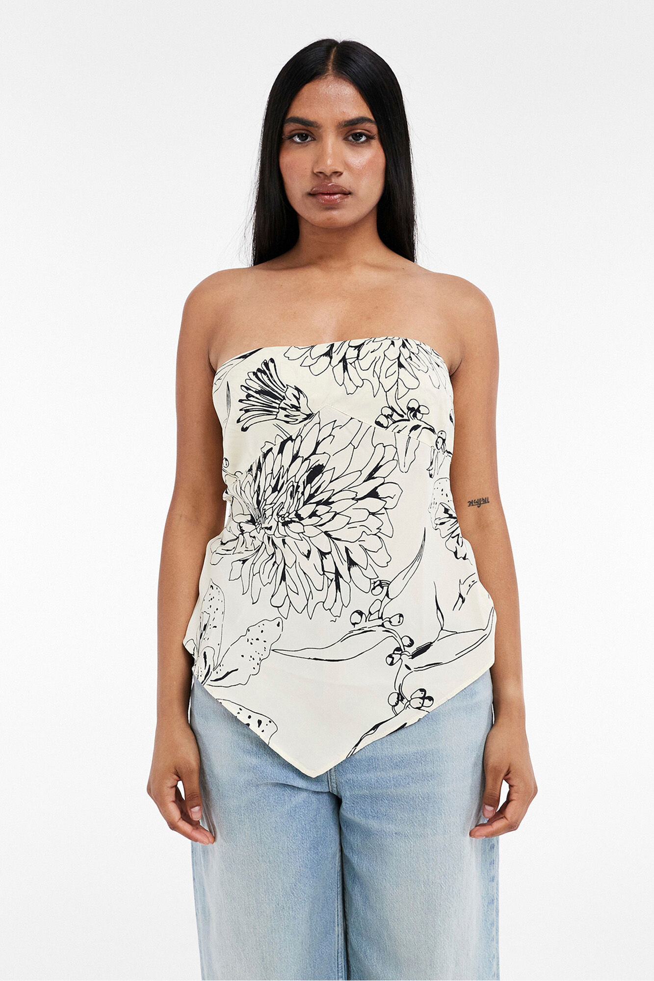 Topshop Top palabra de honor estampado