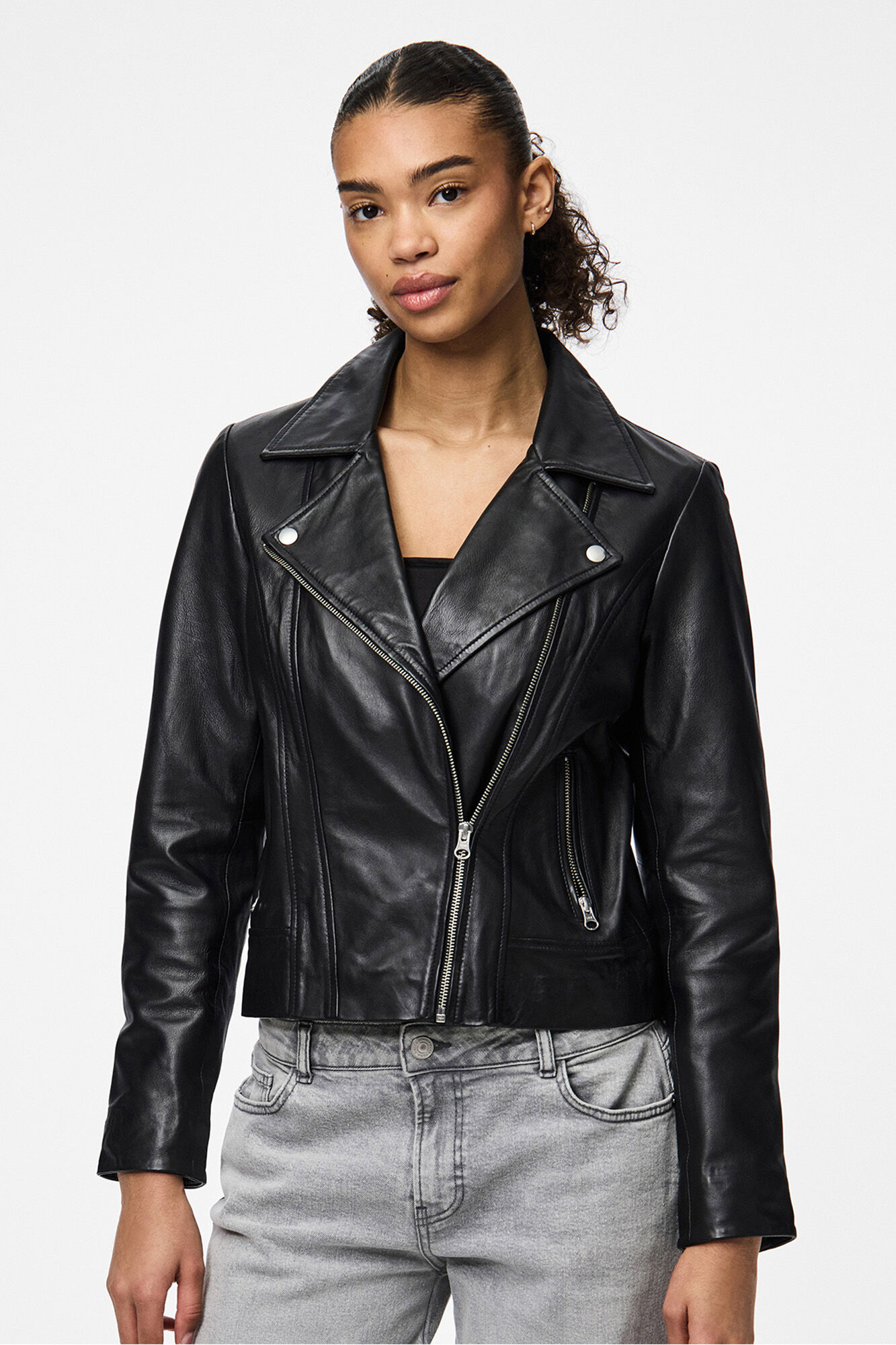 Pieces Chaqueta de piel tipo biker