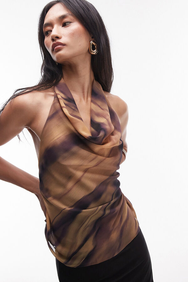 Topshop Top halter neck marr&oacute;n