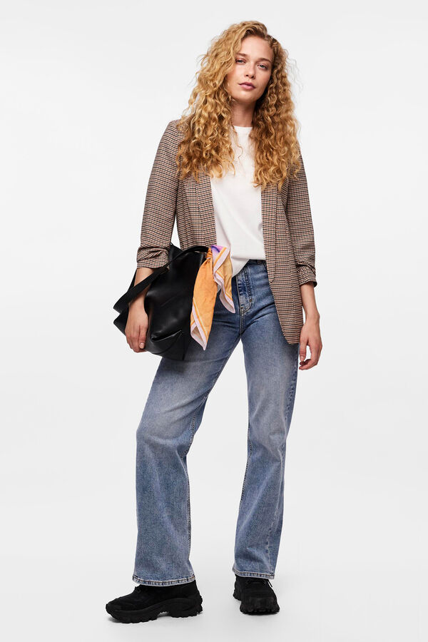 Pieces Blazer estampada floral con manga tres cuartos verde