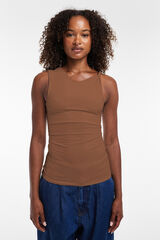 Topshop Top cuello redondo marr&oacute;n