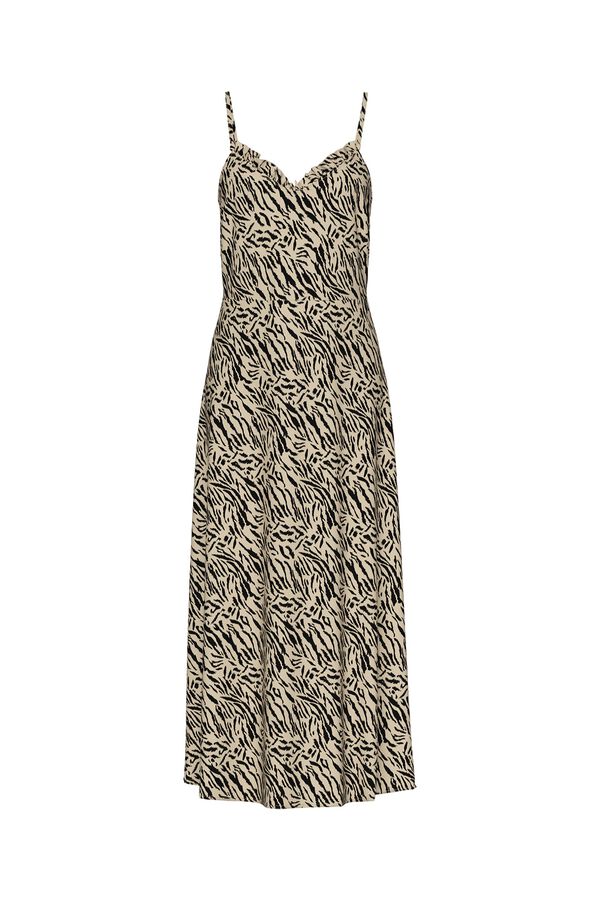 Pieces Vestido largo de tirantes estampado gris